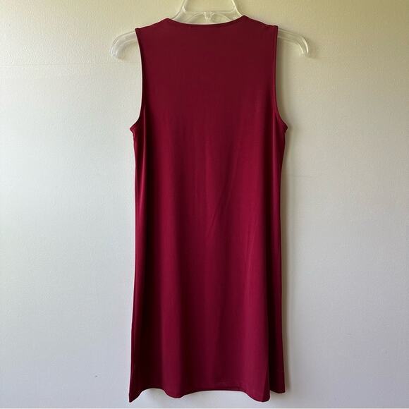 Michael Kors Knit Shift Dress Sleeveless V-Neck Zipper Office Work Burgundy XS - Picture 5 of 10